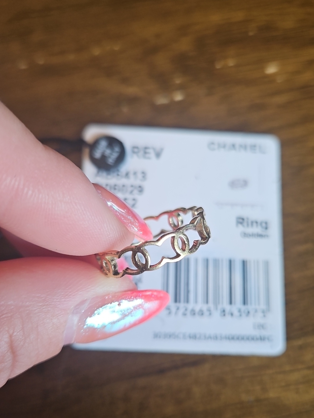 CHANEL Gold CC Logo Infinity Ring B22V [Size 7]